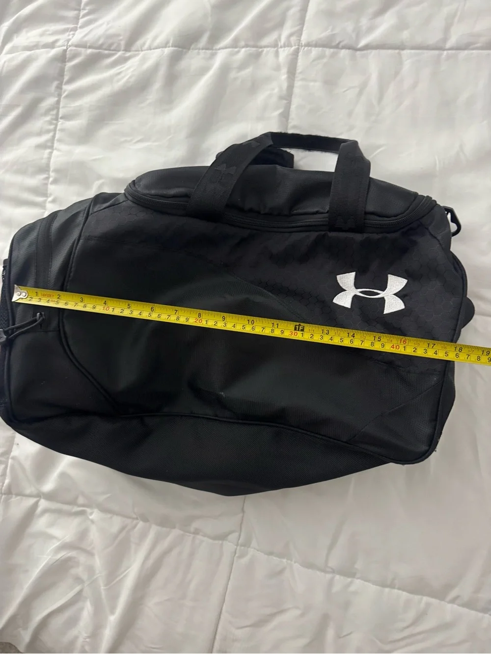 Under Armour Black Duffel with White Logo Accent